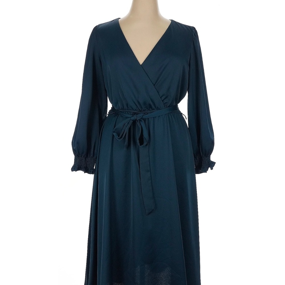 Taylor Elegant Teal Wrap Dress